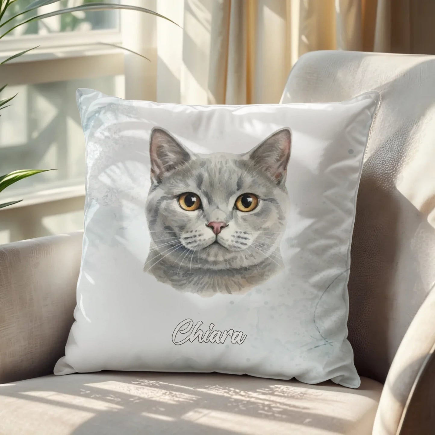 Katze Fotokissen Aquarell - LeinwandGlück