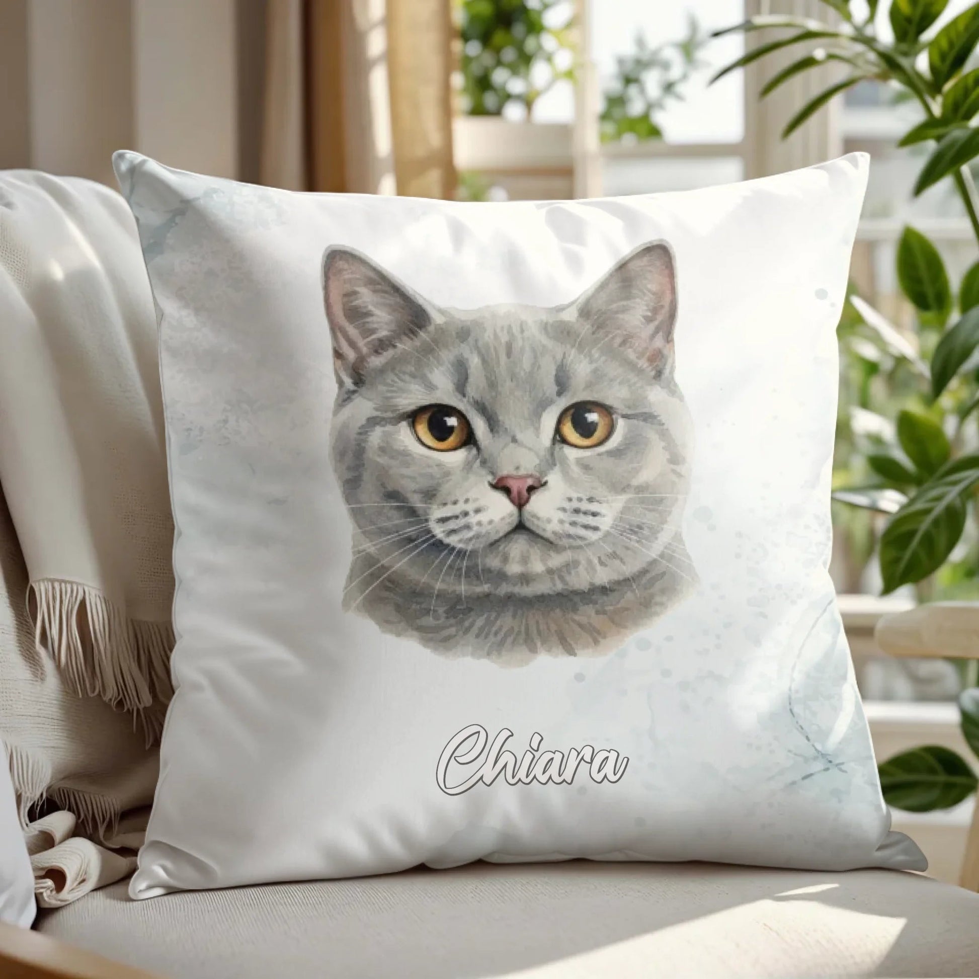 Katze Fotokissen Aquarell - LeinwandGlück