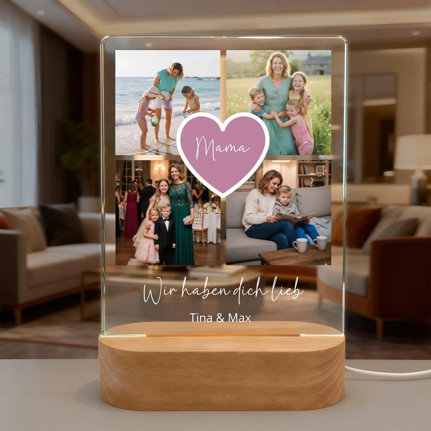 LED - Lampe aus Acrylglas | Personalisierte Fotocollage - LeinwandGlück