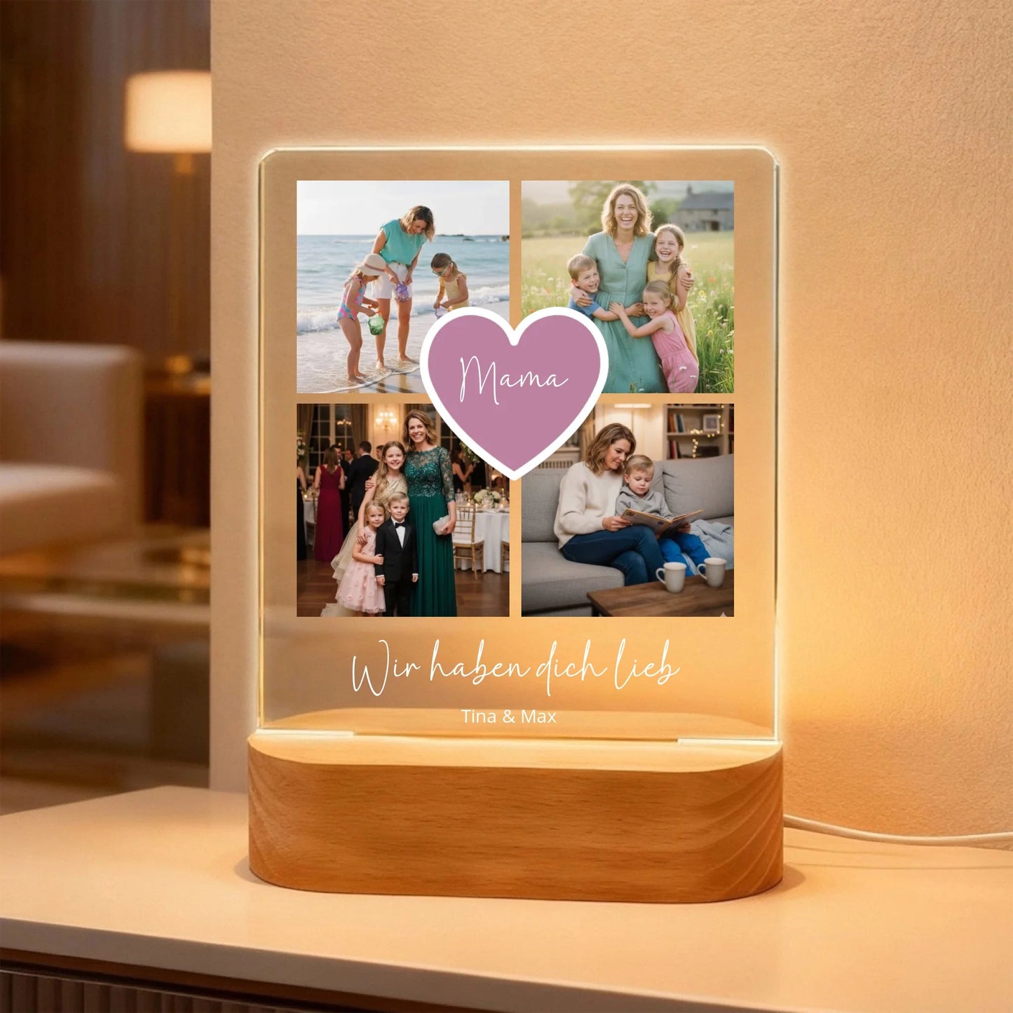 LED - Lampe aus Acrylglas | Personalisierte Fotocollage - LeinwandGlück