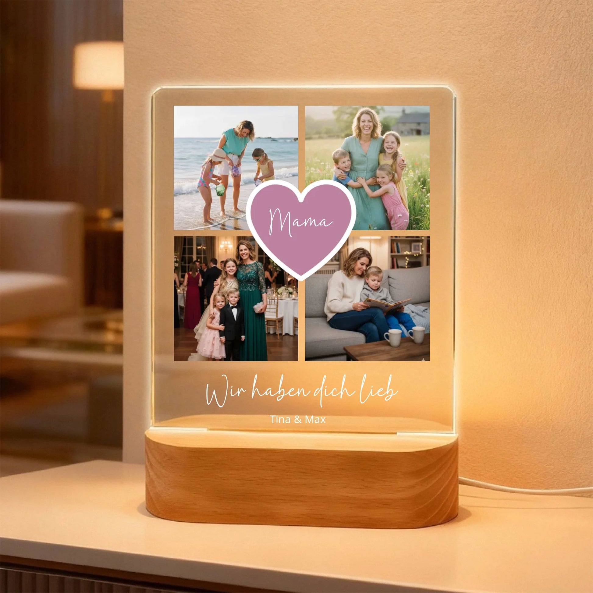 LED - Lampe aus Acrylglas | Personalisierte Fotocollage - LeinwandGlück