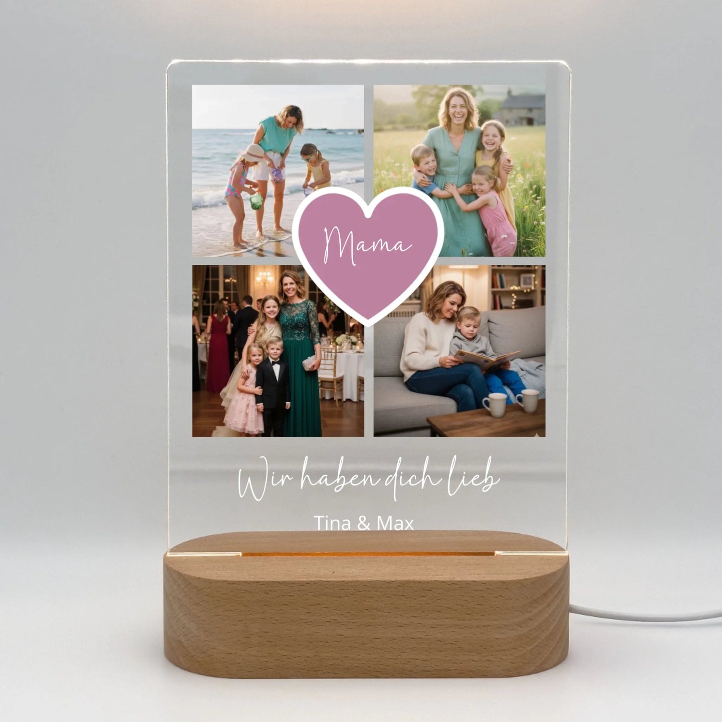 LED - Lampe aus Acrylglas | Personalisierte Fotocollage - LeinwandGlück