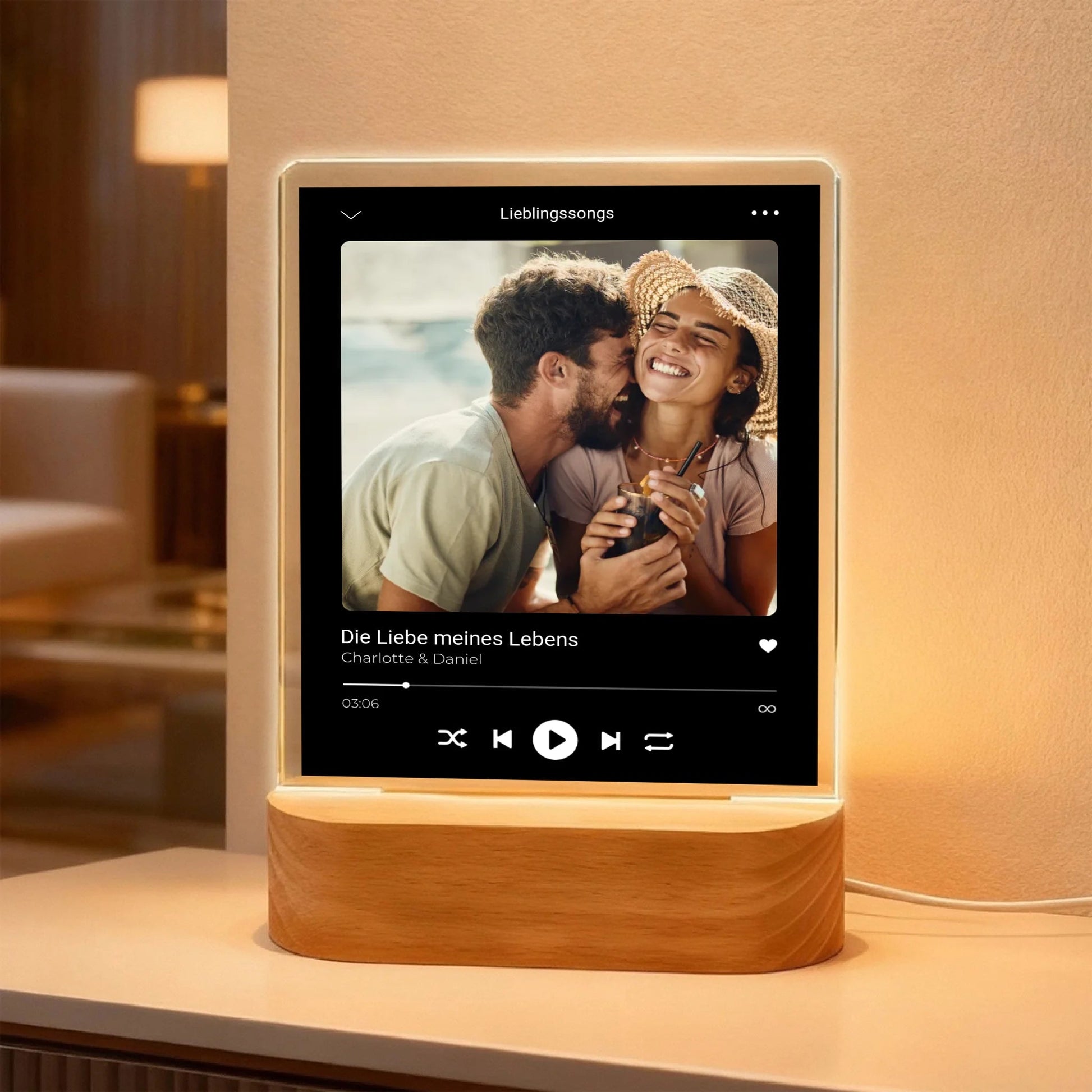 Musikplayer Acryl - Licht personalisiert mit eurem Lieblingssong - LeinwandGlück