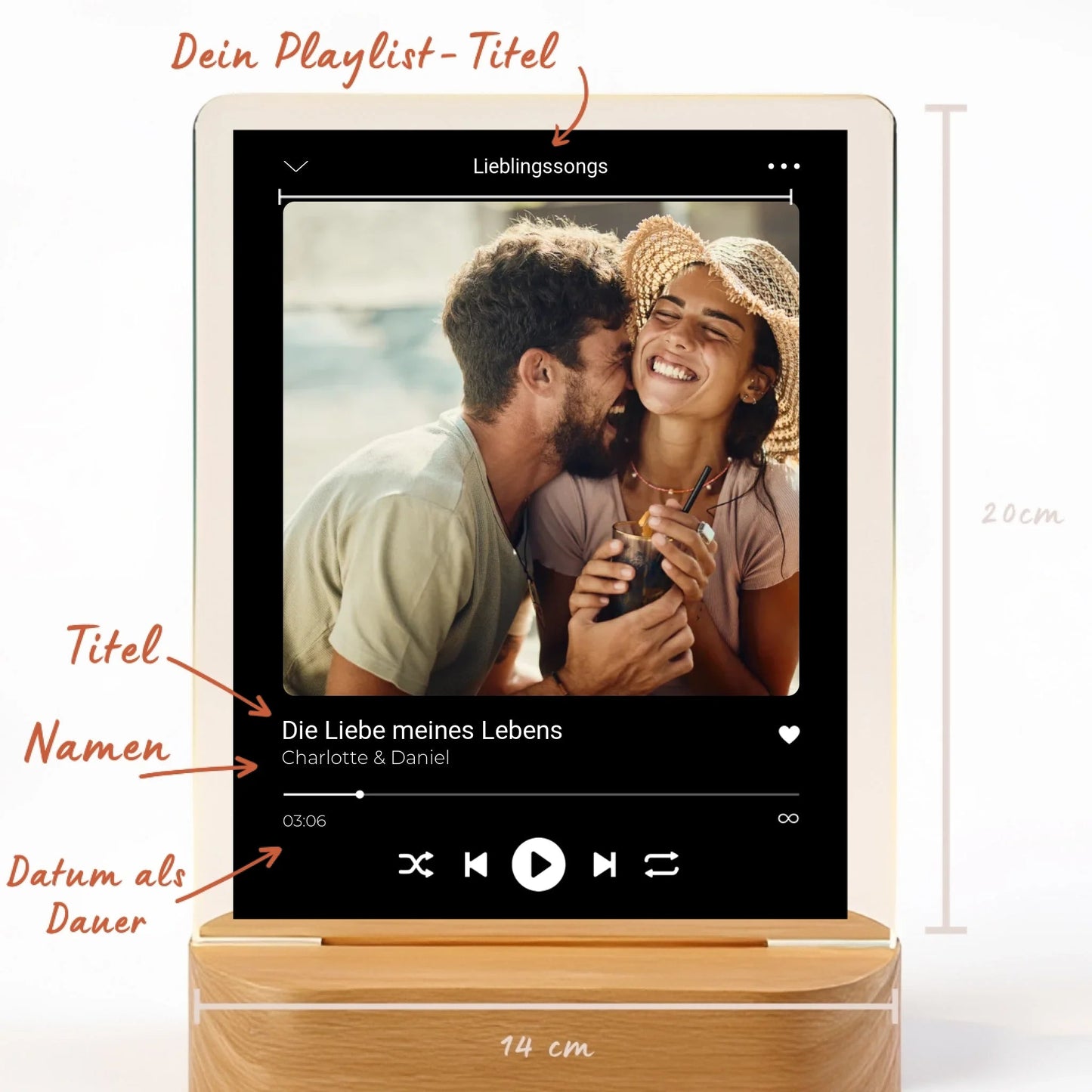 Musikplayer Acryl - Licht personalisiert mit eurem Lieblingssong - LeinwandGlück