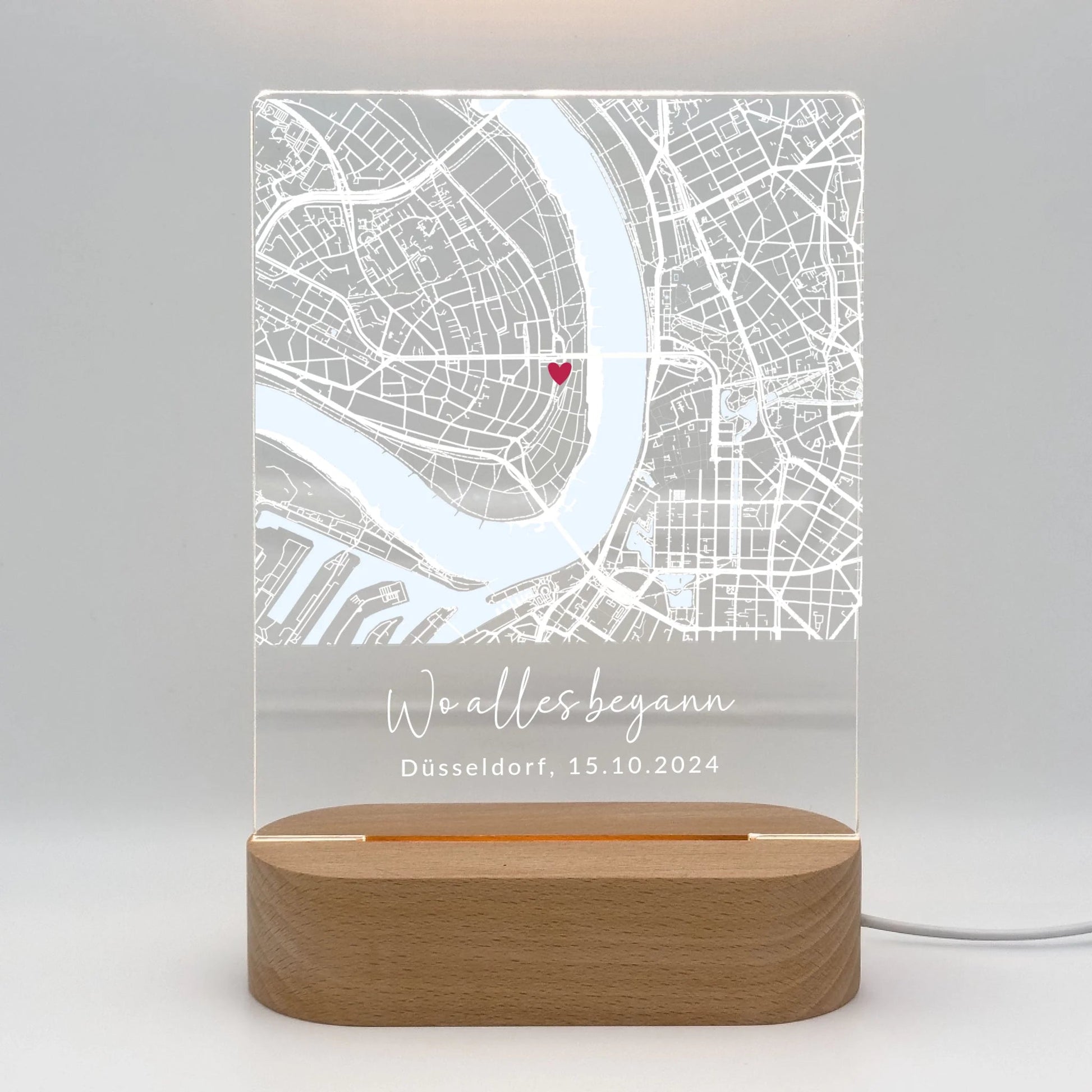 Nachtlicht mit Straßenkarte - "Wo alles begann" - LeinwandGlück