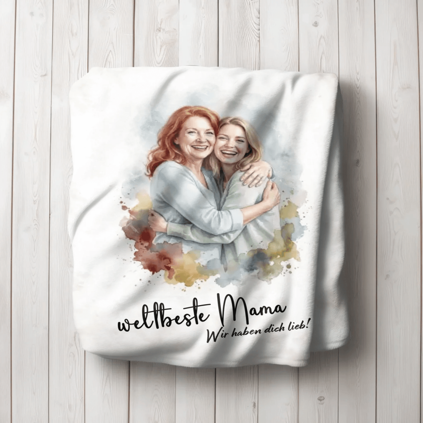 Personalisierte Decke - Aquarell Decke für Mama - LeinwandGlück