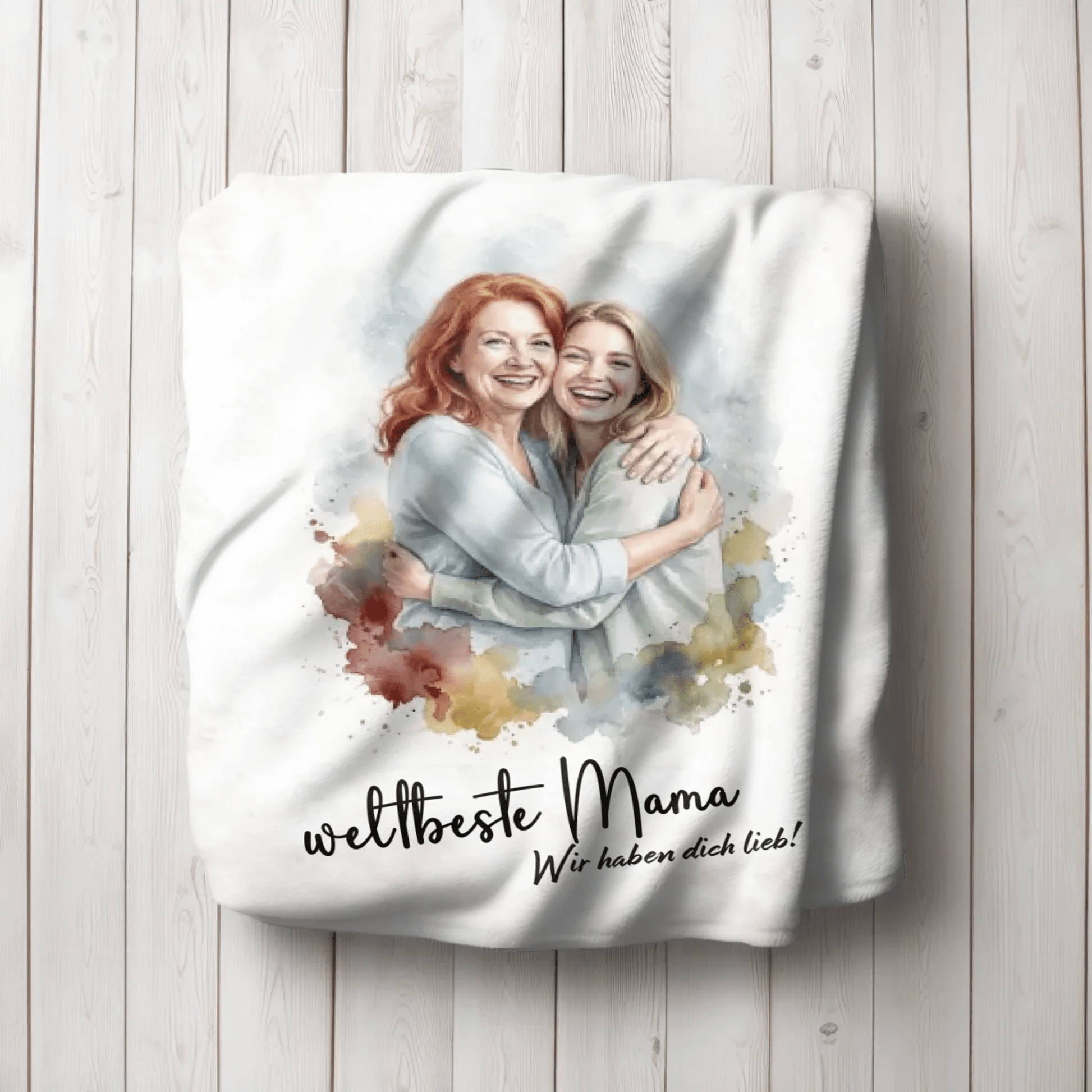 Personalisierte Decke - Aquarell Decke für Mama - LeinwandGlück