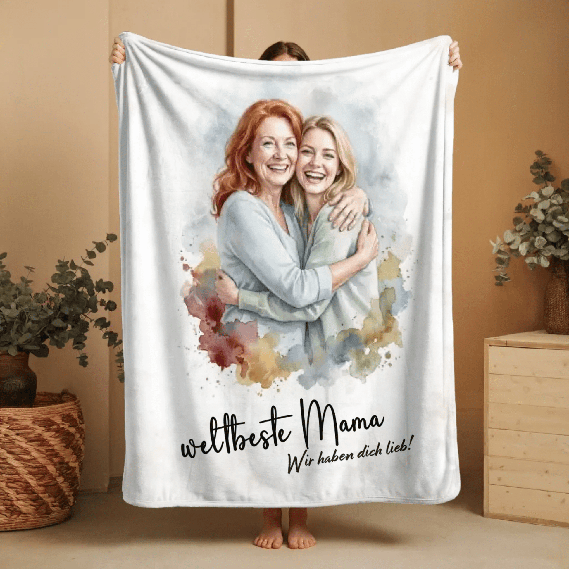 Personalisierte Decke - Aquarell Decke für Mama - LeinwandGlück