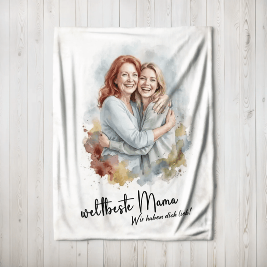 Personalisierte Decke - Aquarell Decke für Mama - LeinwandGlück