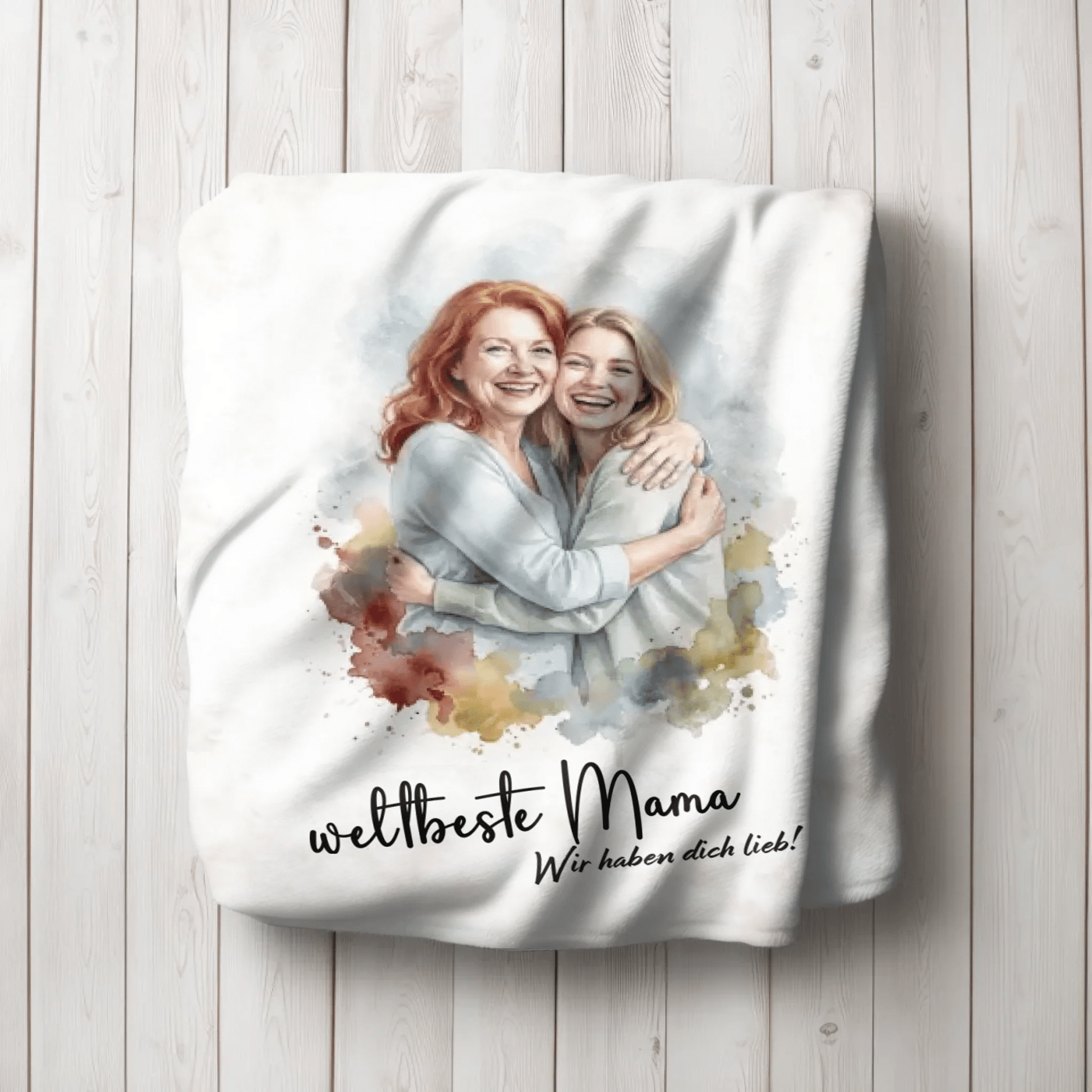 Personalisierte Decke - Aquarell Decke für Mama - LeinwandGlück
