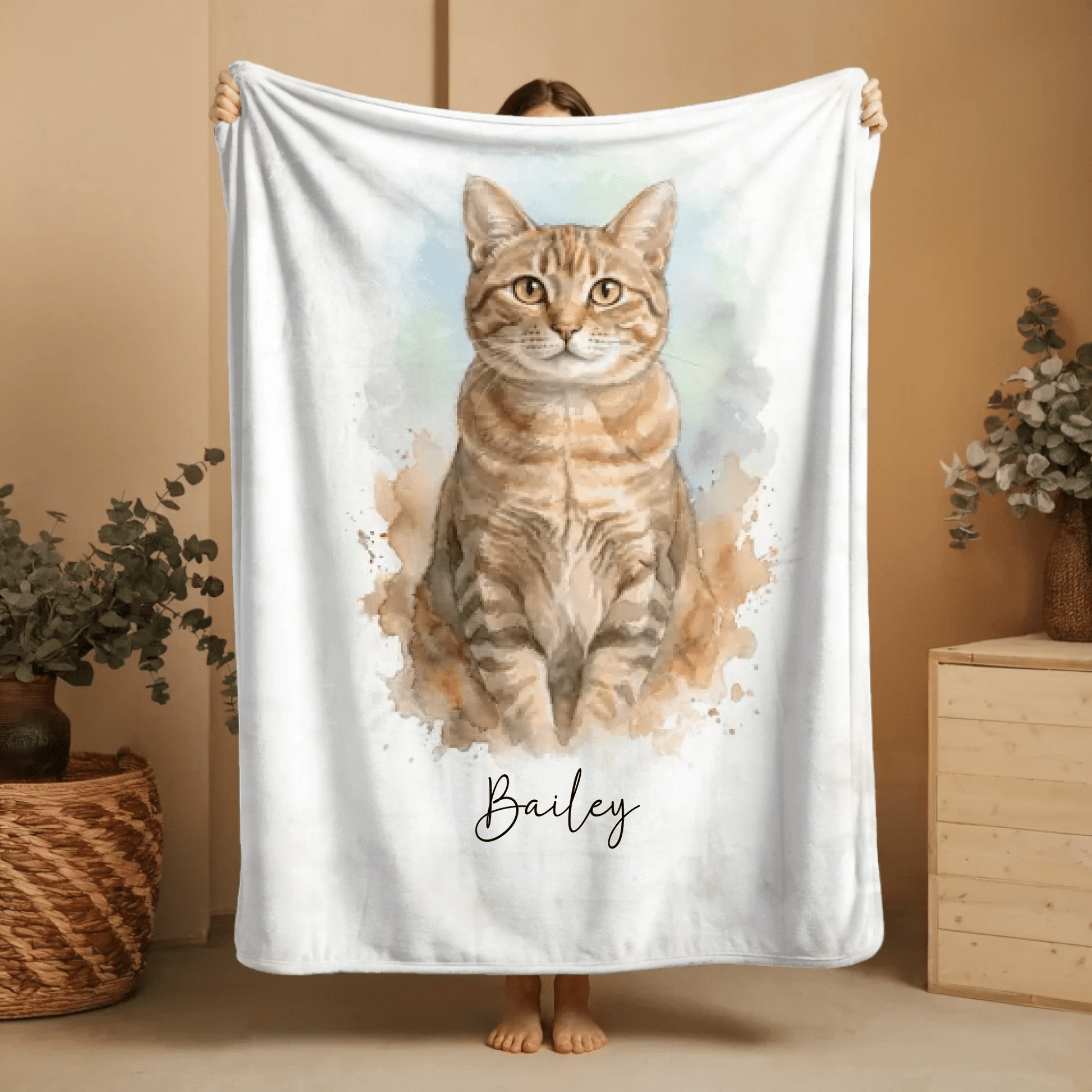 Personalisierte Decke "Aquarell Katze" - LeinwandGlück