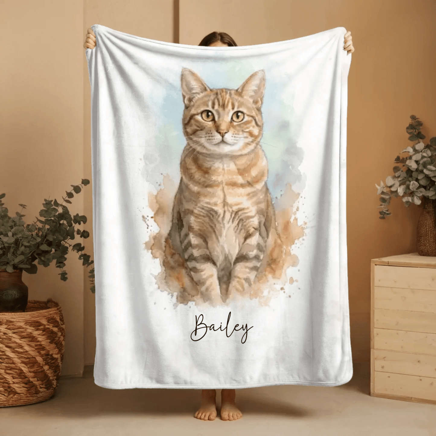 Personalisierte Decke "Aquarell Katze" - LeinwandGlück