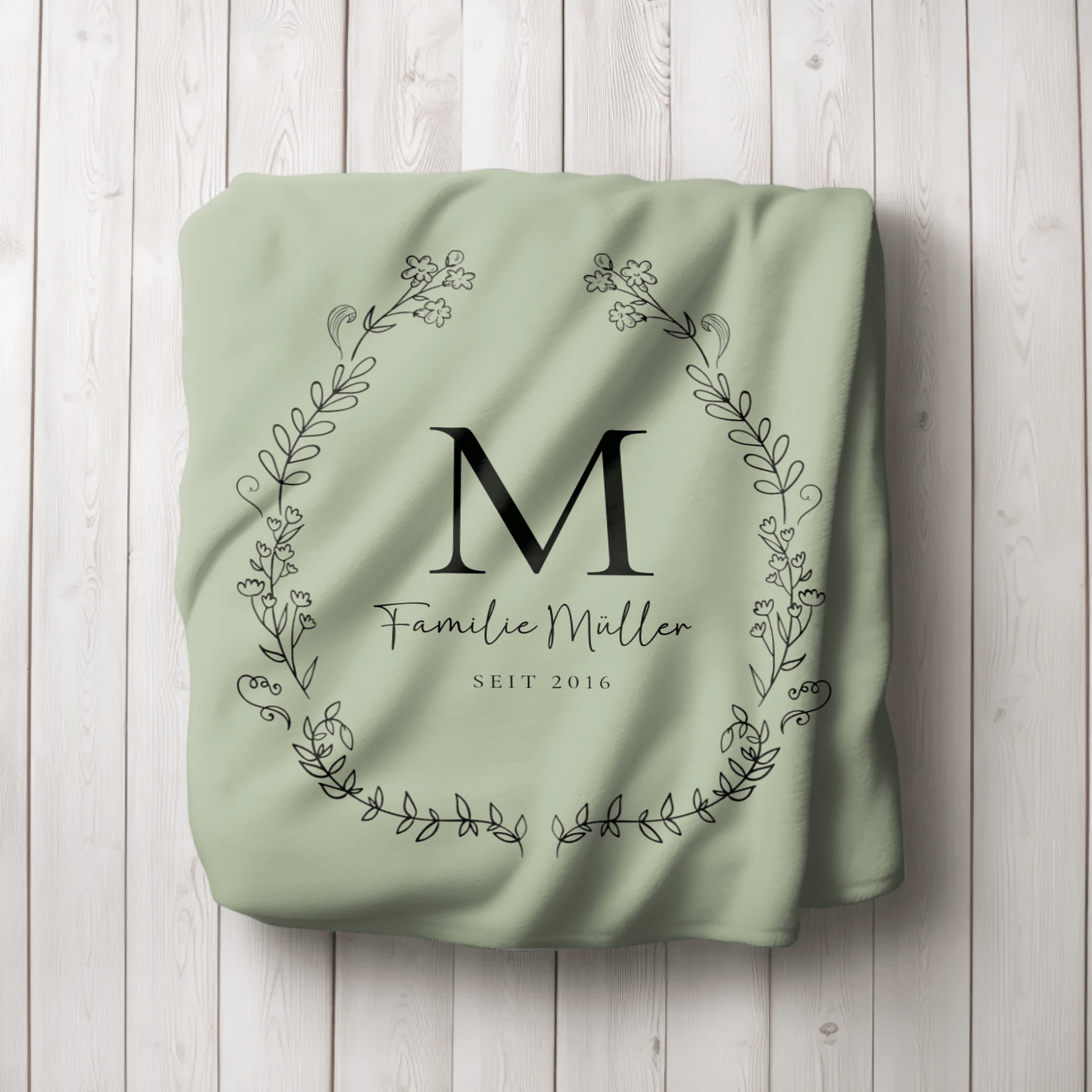 Personalisierte Decke - "Familie mit Initial" - LeinwandGlück