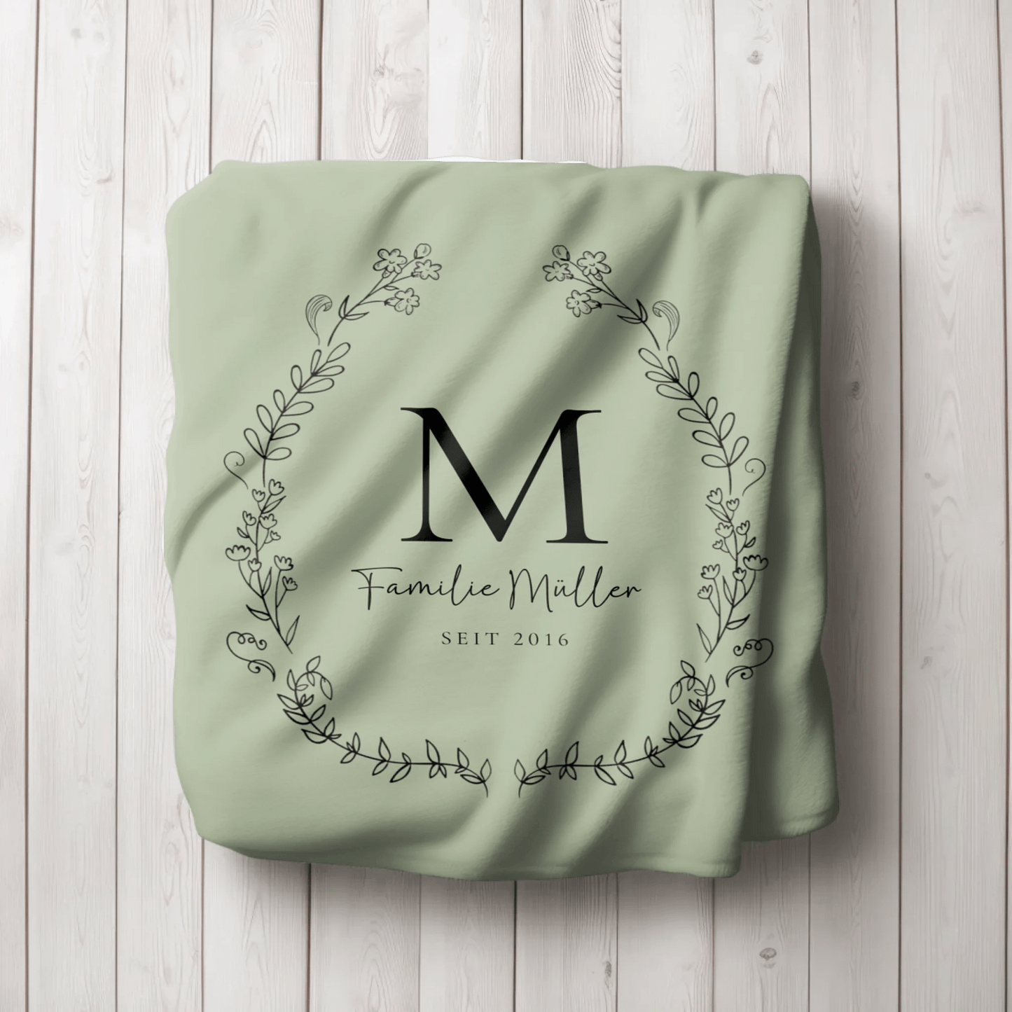 Personalisierte Decke - "Familie mit Initial" - LeinwandGlück