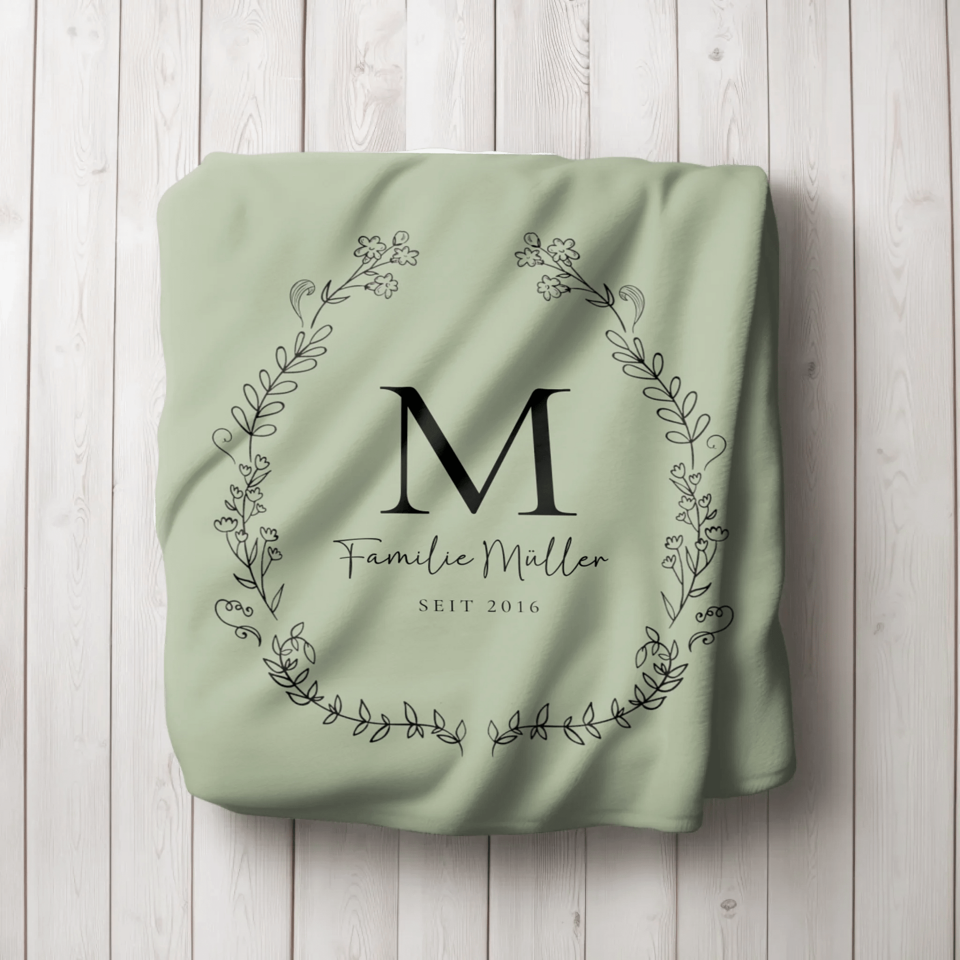 Personalisierte Decke - "Familie mit Initial" - LeinwandGlück