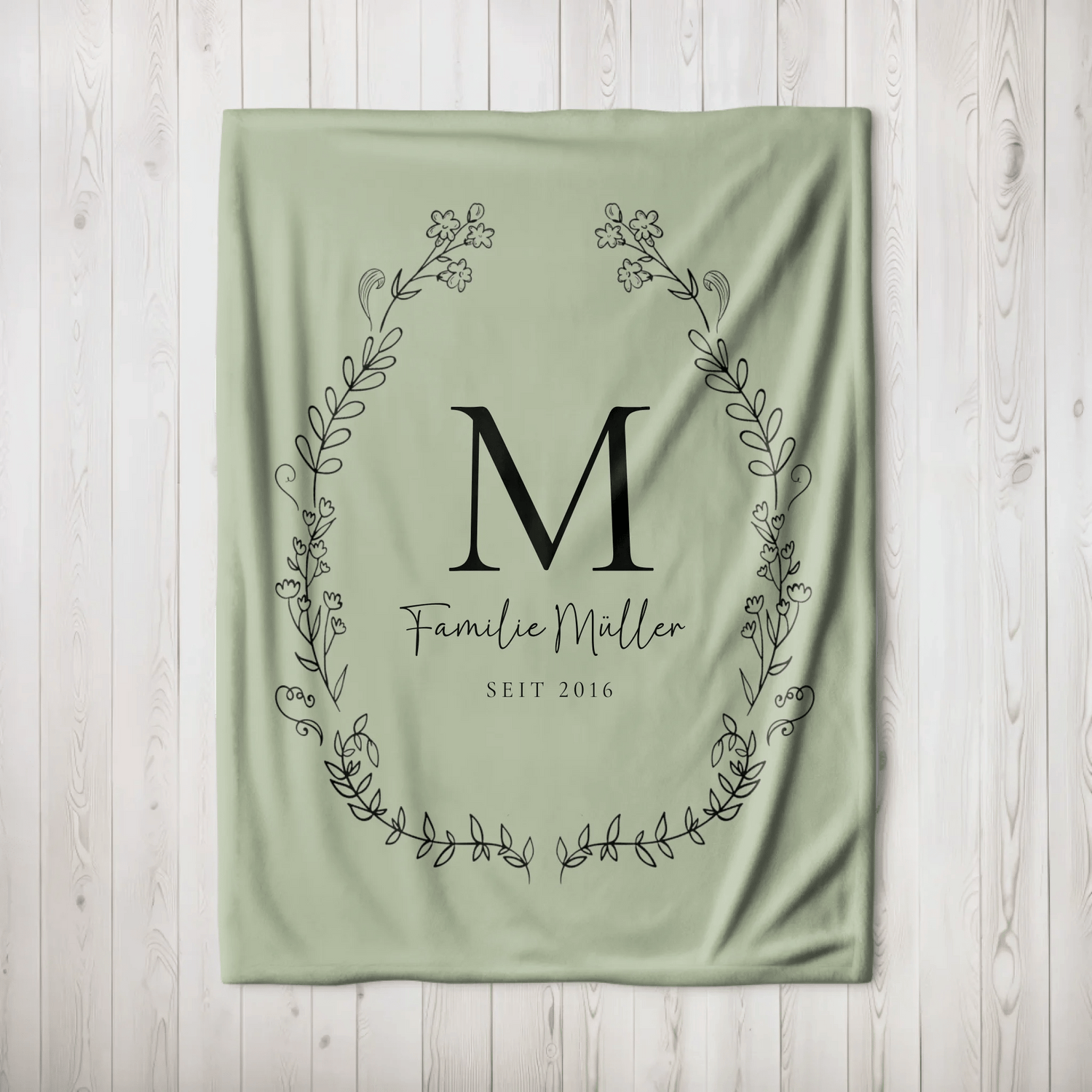 Personalisierte Decke - "Familie mit Initial" - LeinwandGlück