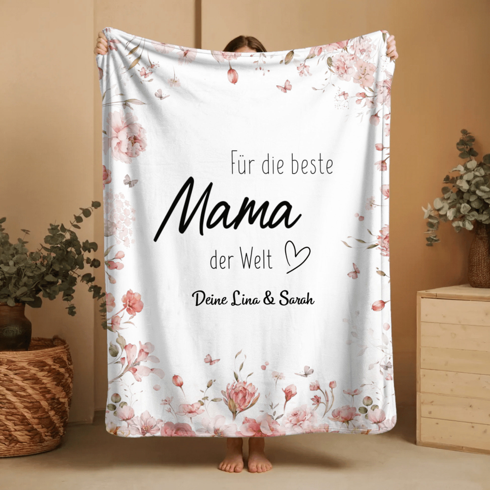 Personalisierte Decke - "Für die beste Mama" - LeinwandGlück
