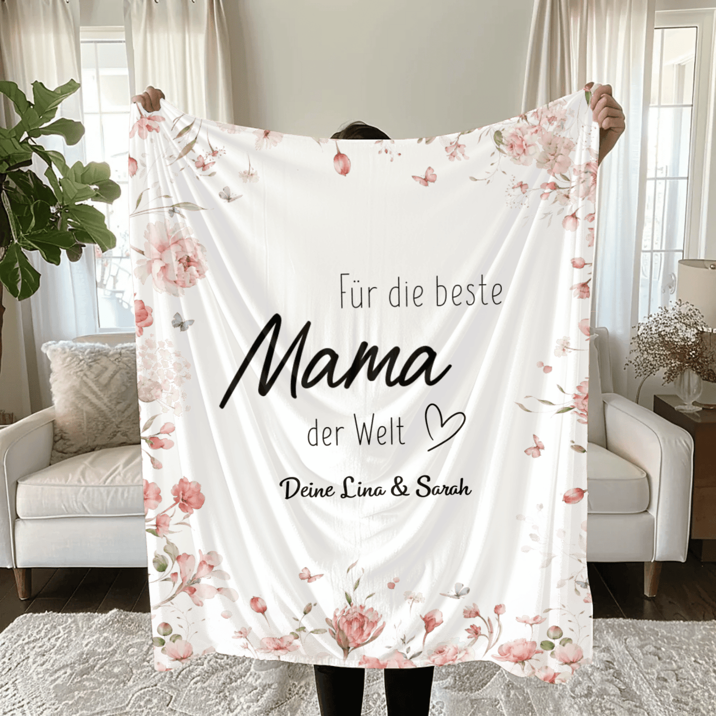 Personalisierte Decke - "Für die beste Mama" - LeinwandGlück