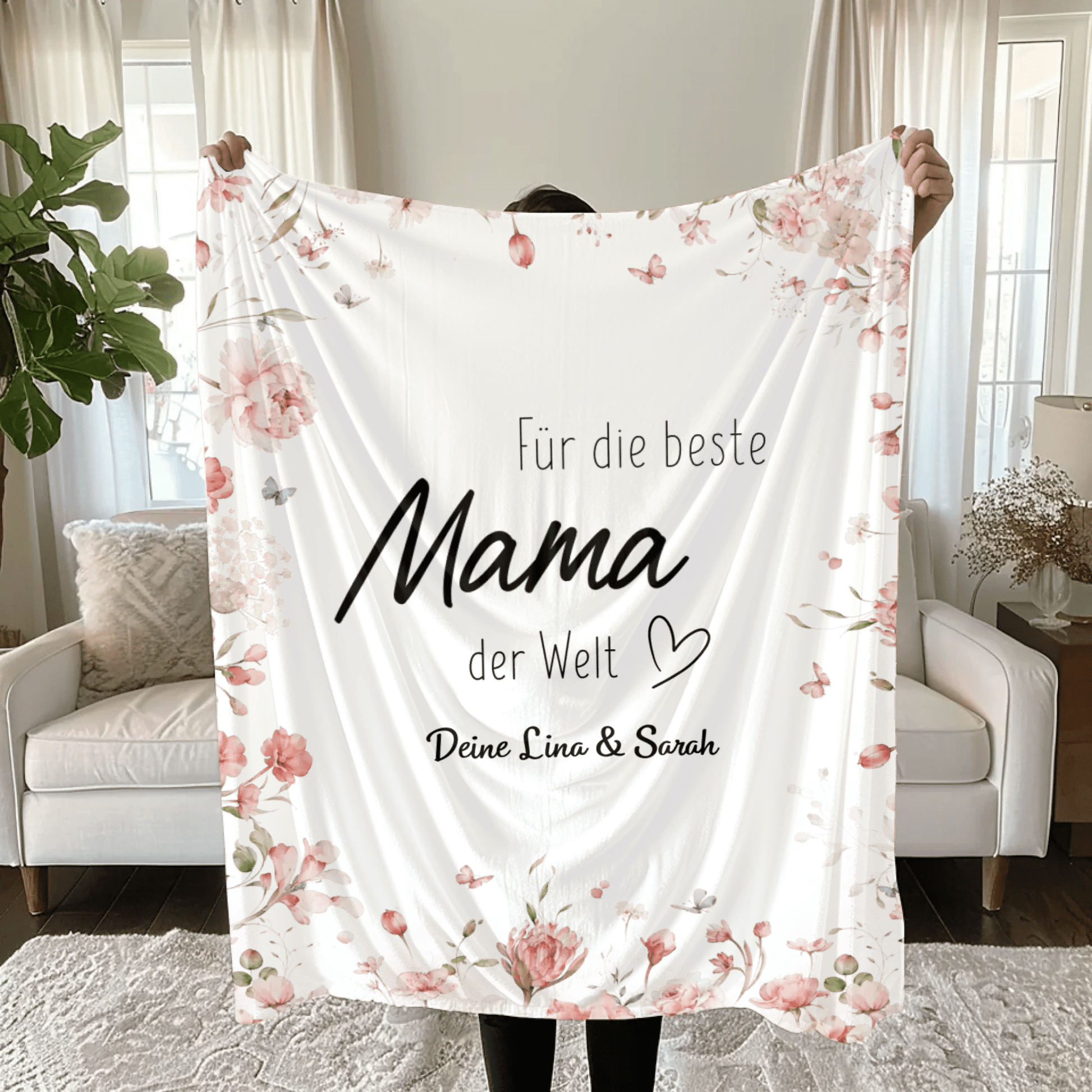 Personalisierte Decke - "Für die beste Mama" - LeinwandGlück