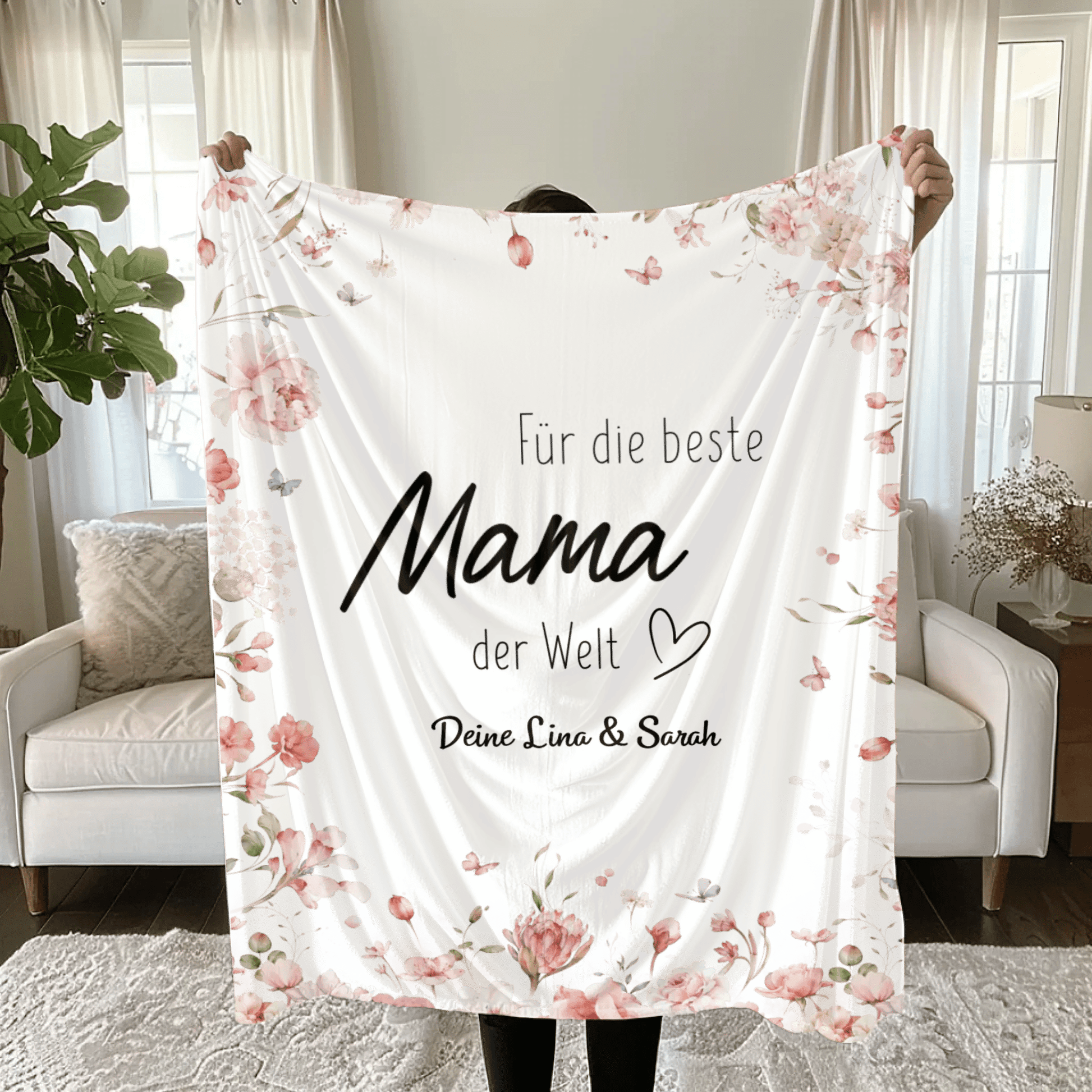 Personalisierte Decke - "Für die beste Mama" - LeinwandGlück