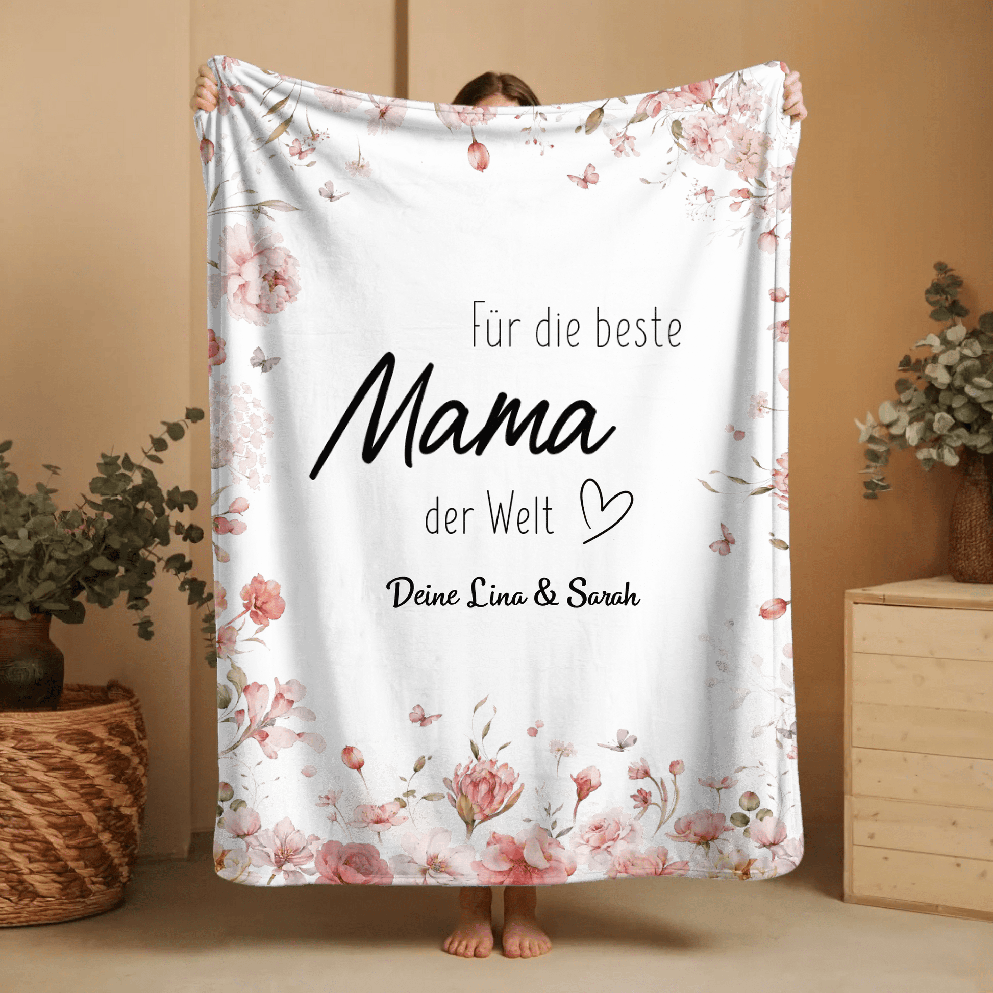 Personalisierte Decke - "Für die beste Mama" - LeinwandGlück
