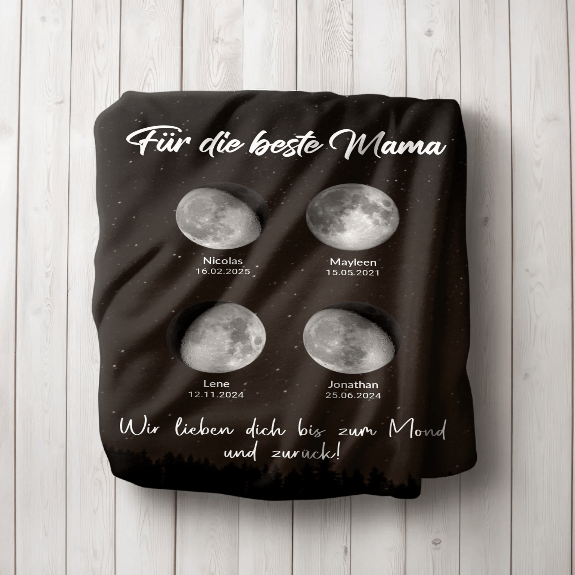 Personalisierte Decke - "Für die beste Mama | Mondphasen" - LeinwandGlück