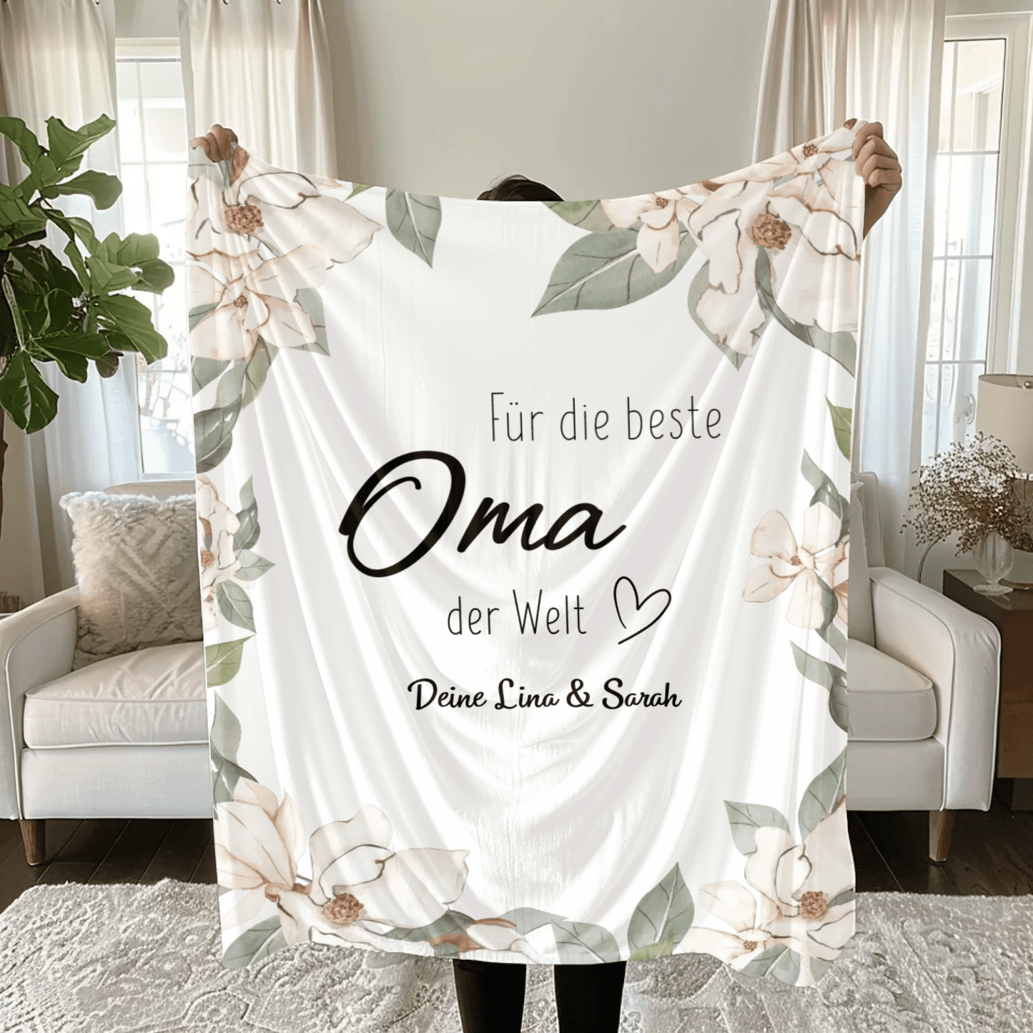Personalisierte Decke - "Für die beste Oma" - LeinwandGlück