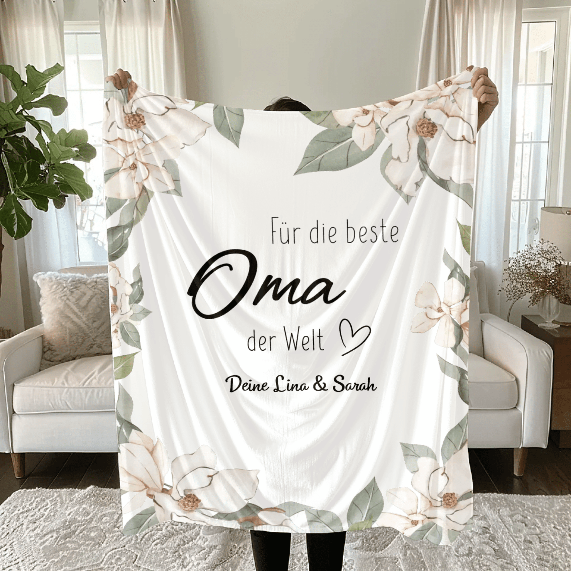 Personalisierte Decke - "Für die beste Oma" - LeinwandGlück