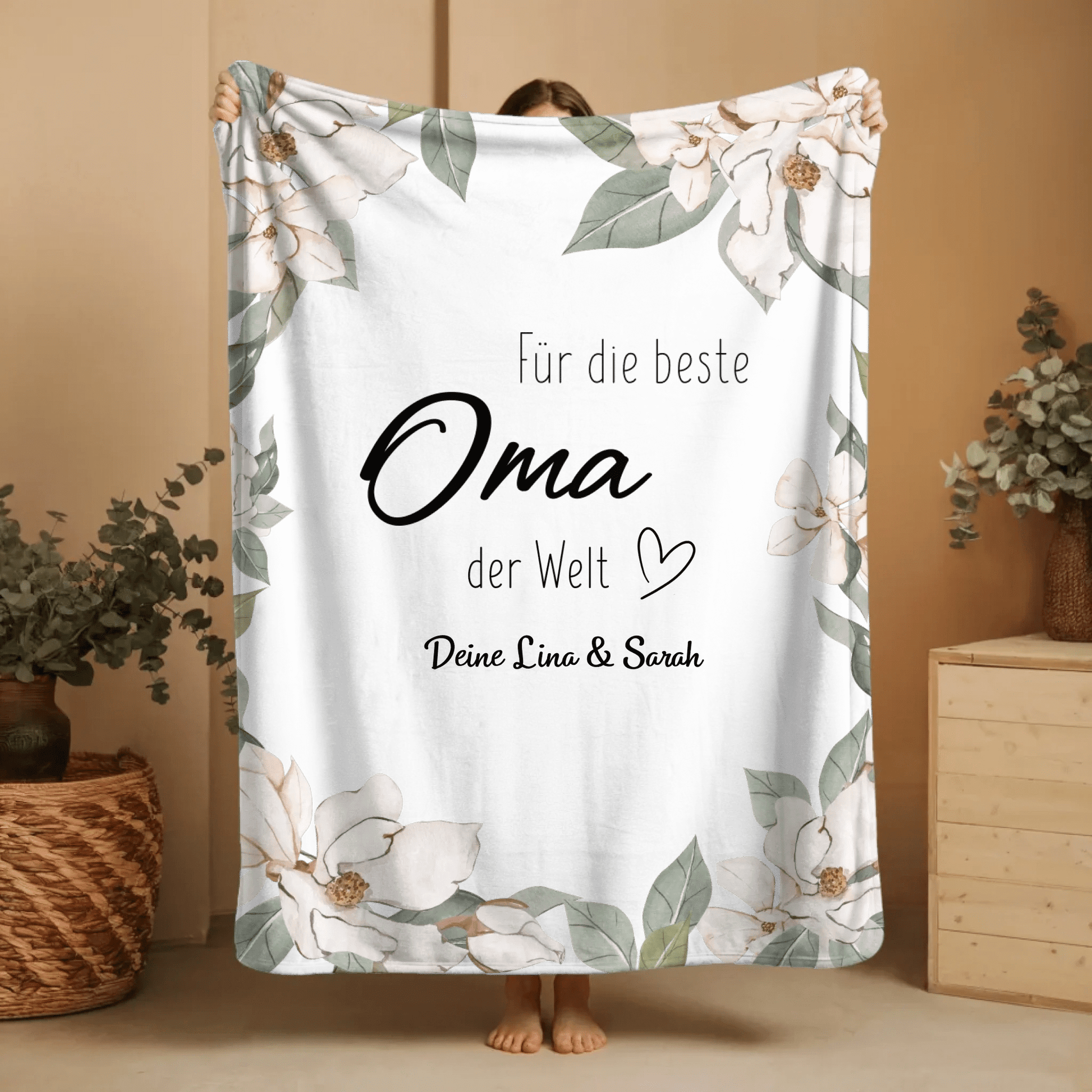 Personalisierte Decke - "Für die beste Oma" - LeinwandGlück