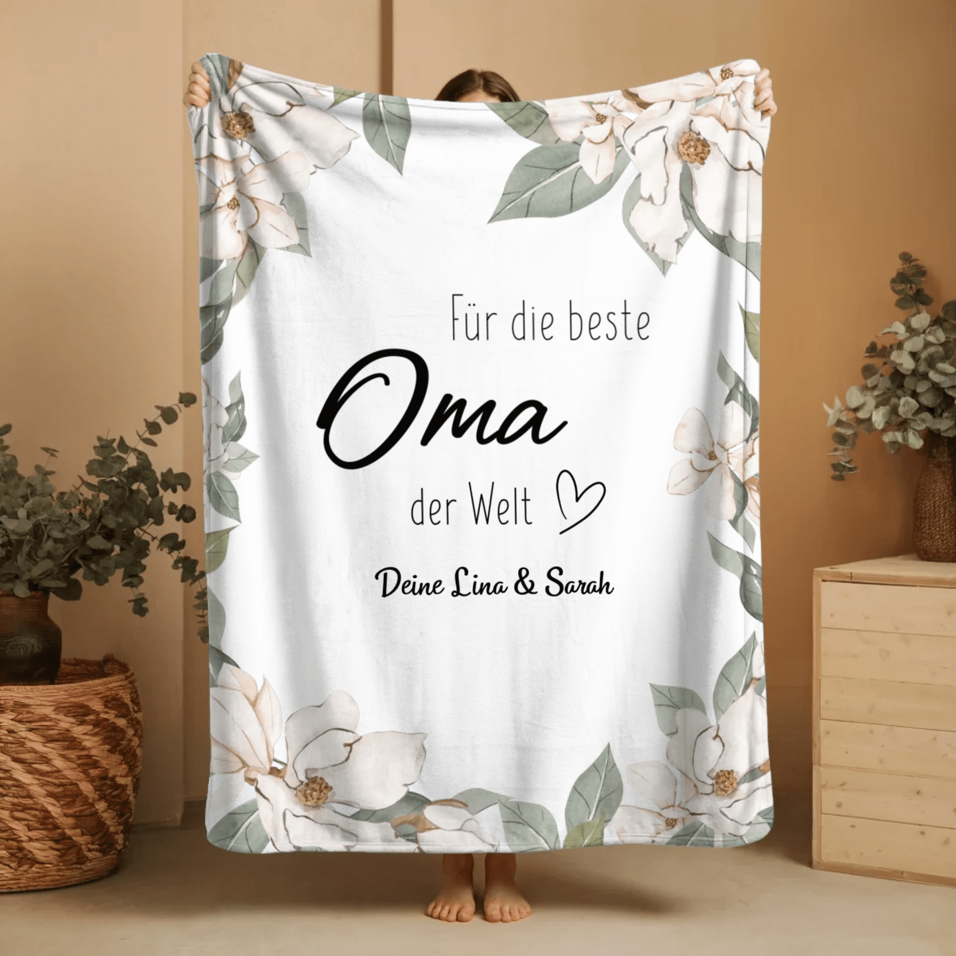 Personalisierte Decke - "Für die beste Oma" - LeinwandGlück