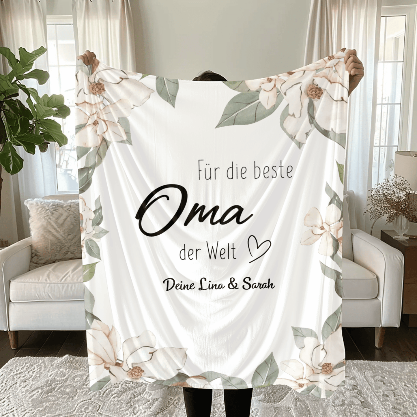 Personalisierte Decke - "Für die beste Oma" - LeinwandGlück