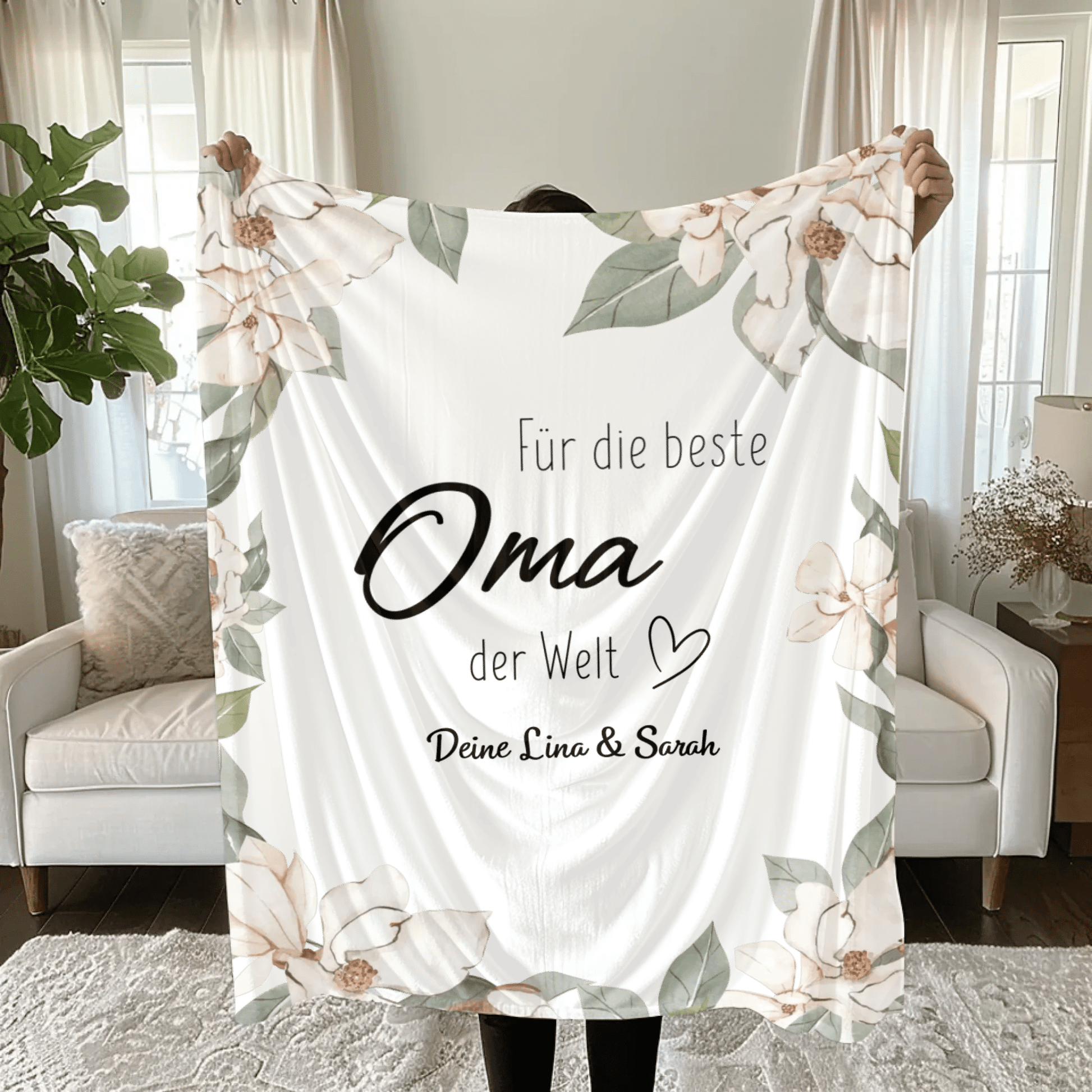 Personalisierte Decke - "Für die beste Oma" - LeinwandGlück