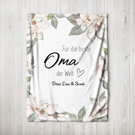 Personalisierte Decke - "Für die beste Oma" - LeinwandGlück