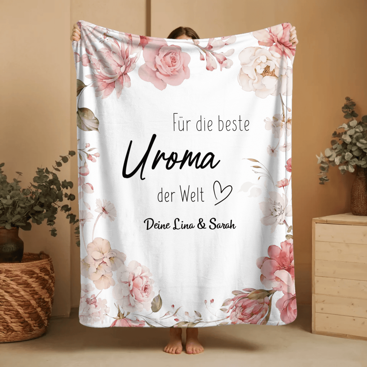 Personalisierte Decke - "Für die beste Uroma" - LeinwandGlück