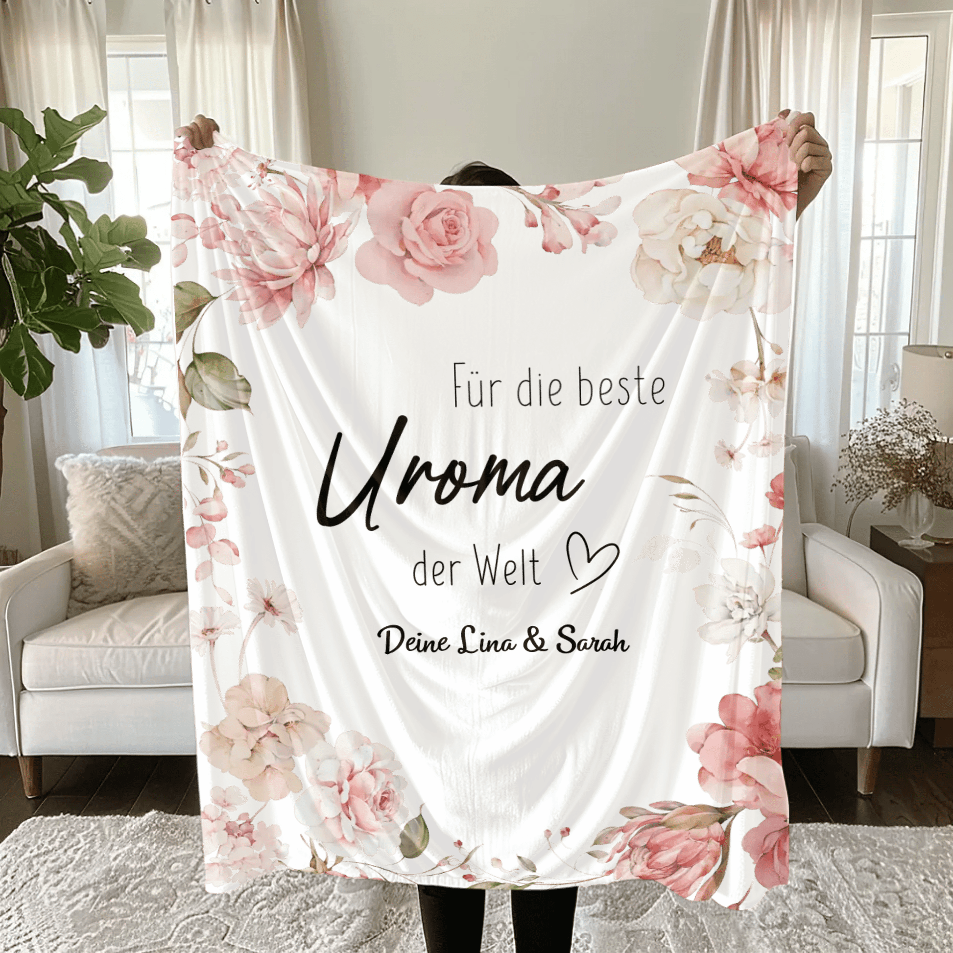 Personalisierte Decke - "Für die beste Uroma" - LeinwandGlück