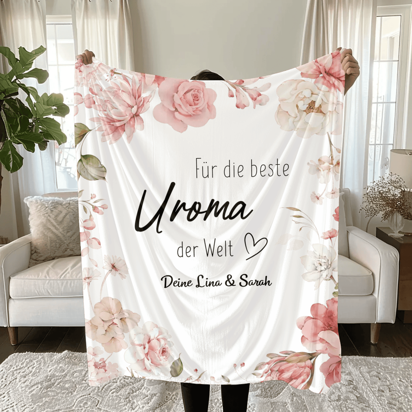 Personalisierte Decke - "Für die beste Uroma" - LeinwandGlück