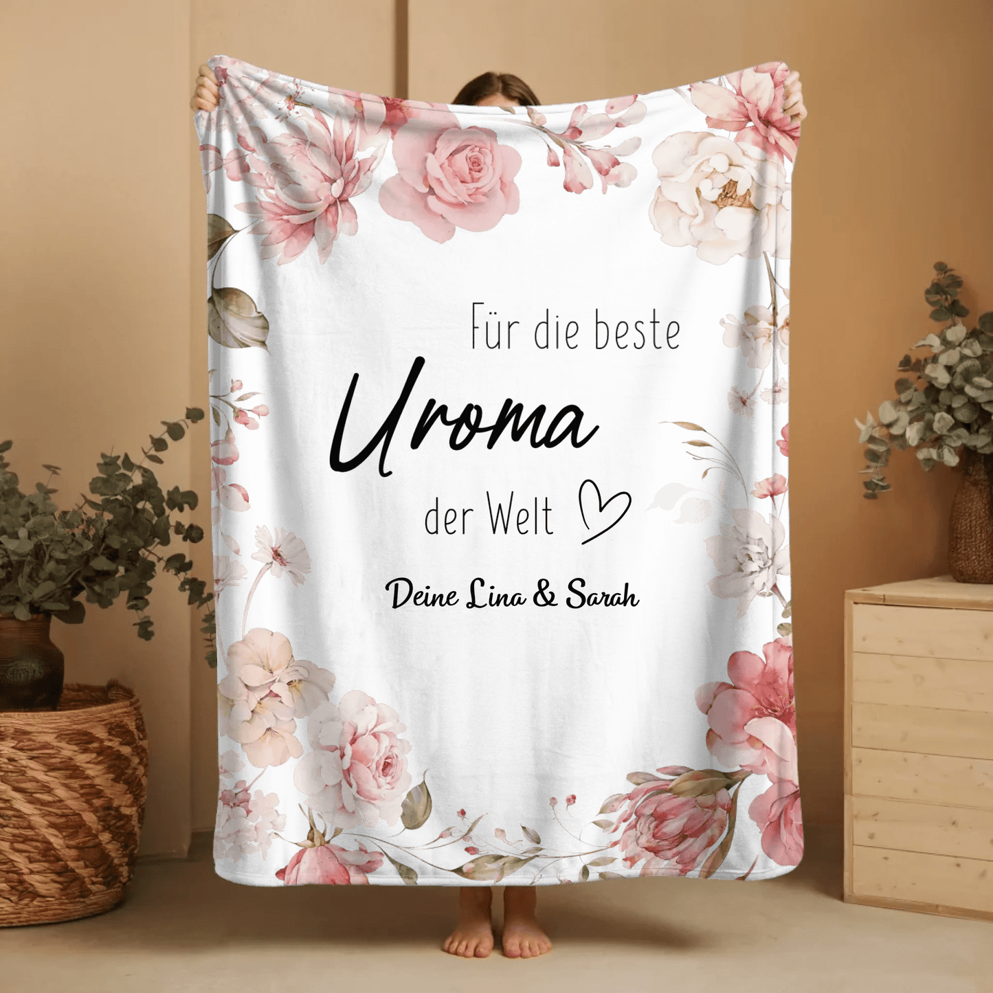 Personalisierte Decke - "Für die beste Uroma" - LeinwandGlück