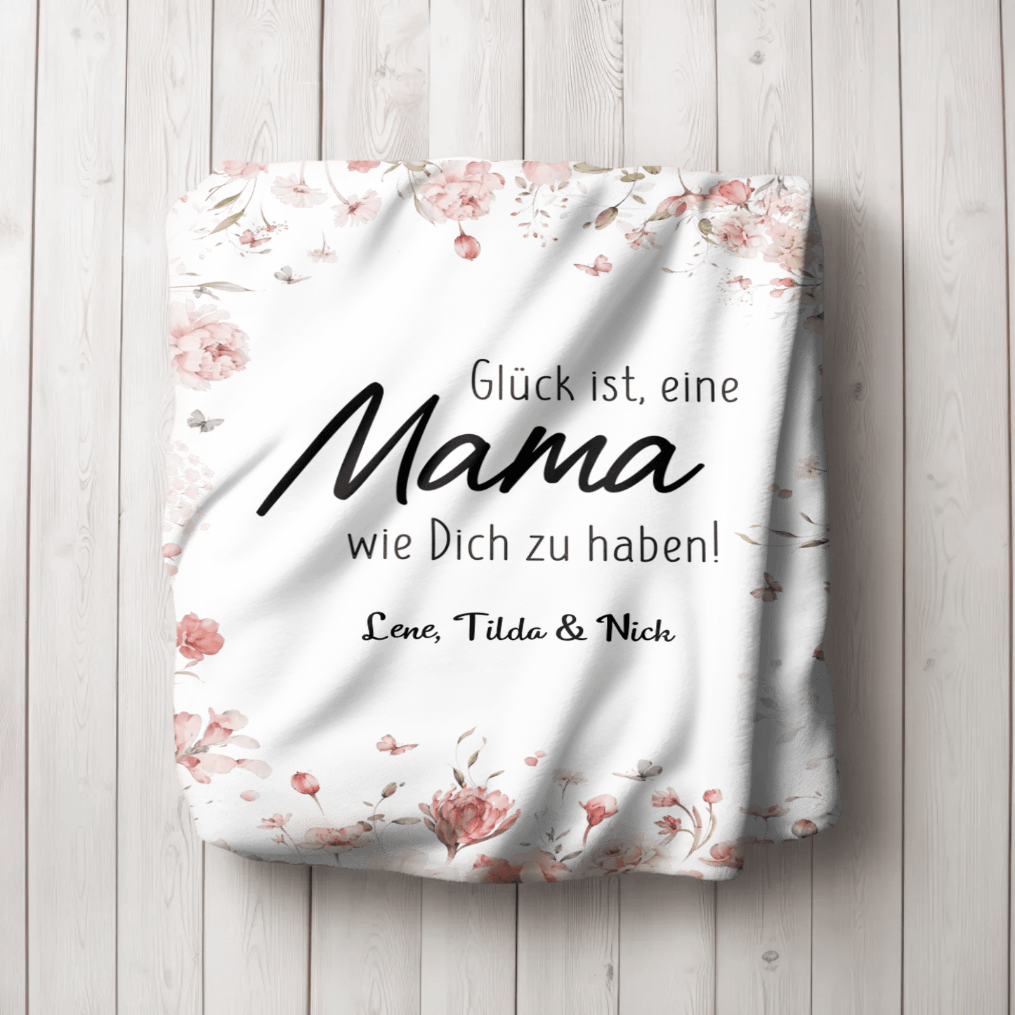 Personalisierte Decke - "Glück ist, eine Mama wie Dich zu haben" - LeinwandGlück