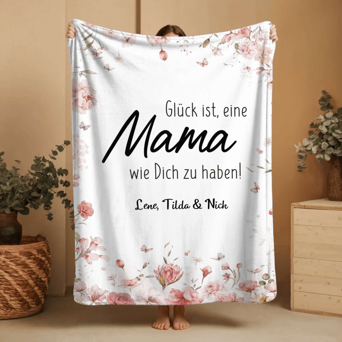 Personalisierte Decke - "Glück ist, eine Mama wie Dich zu haben" - LeinwandGlück