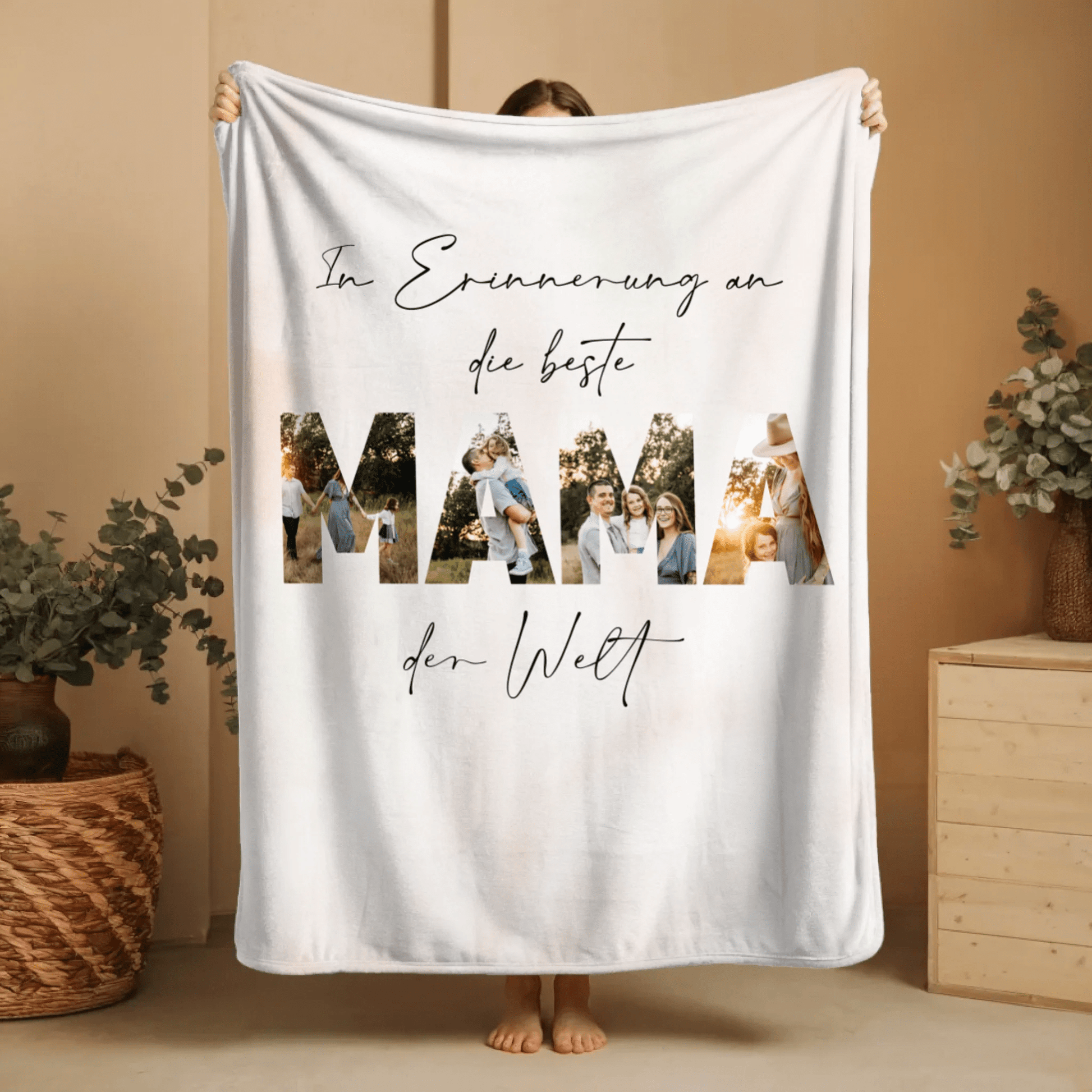 Personalisierte Decke - "In Erinnerung an die beste Mama" - LeinwandGlück