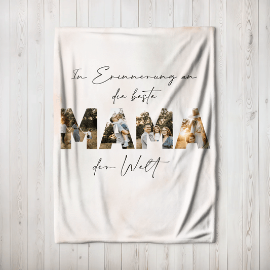 Personalisierte Decke - "In Erinnerung an die beste Mama" - LeinwandGlück
