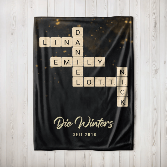 Personalisierte Decke - "Kreuzworträtsel Familie" - LeinwandGlück