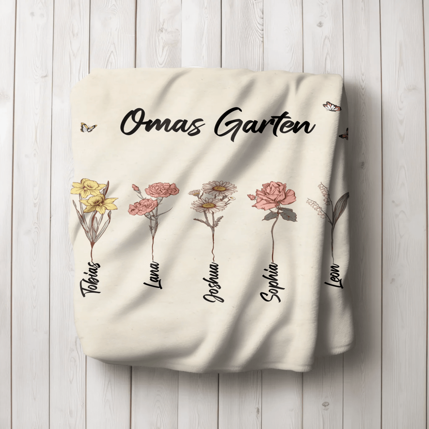 Personalisierte Decke - "Oma's Garten" - LeinwandGlück