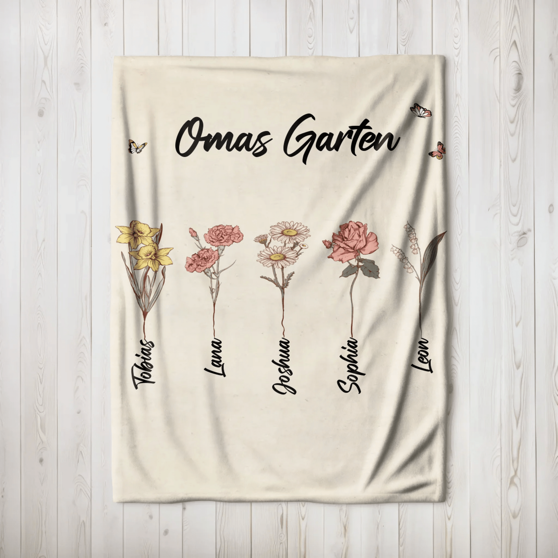 Personalisierte Decke - "Oma's Garten" - LeinwandGlück