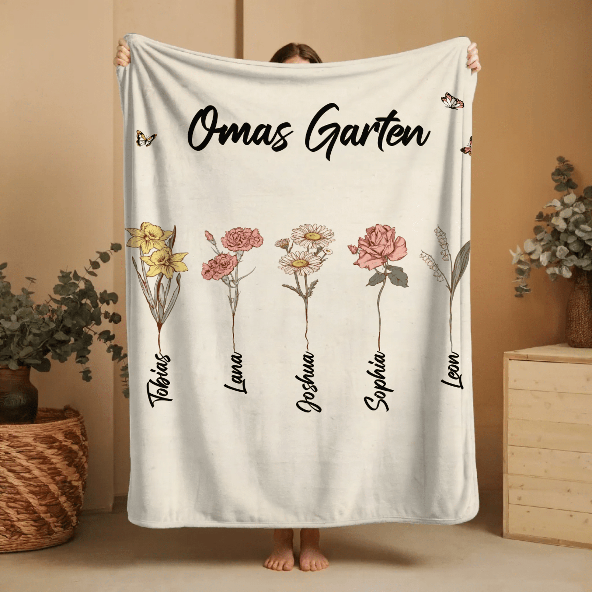 Personalisierte Decke - "Oma's Garten" - LeinwandGlück