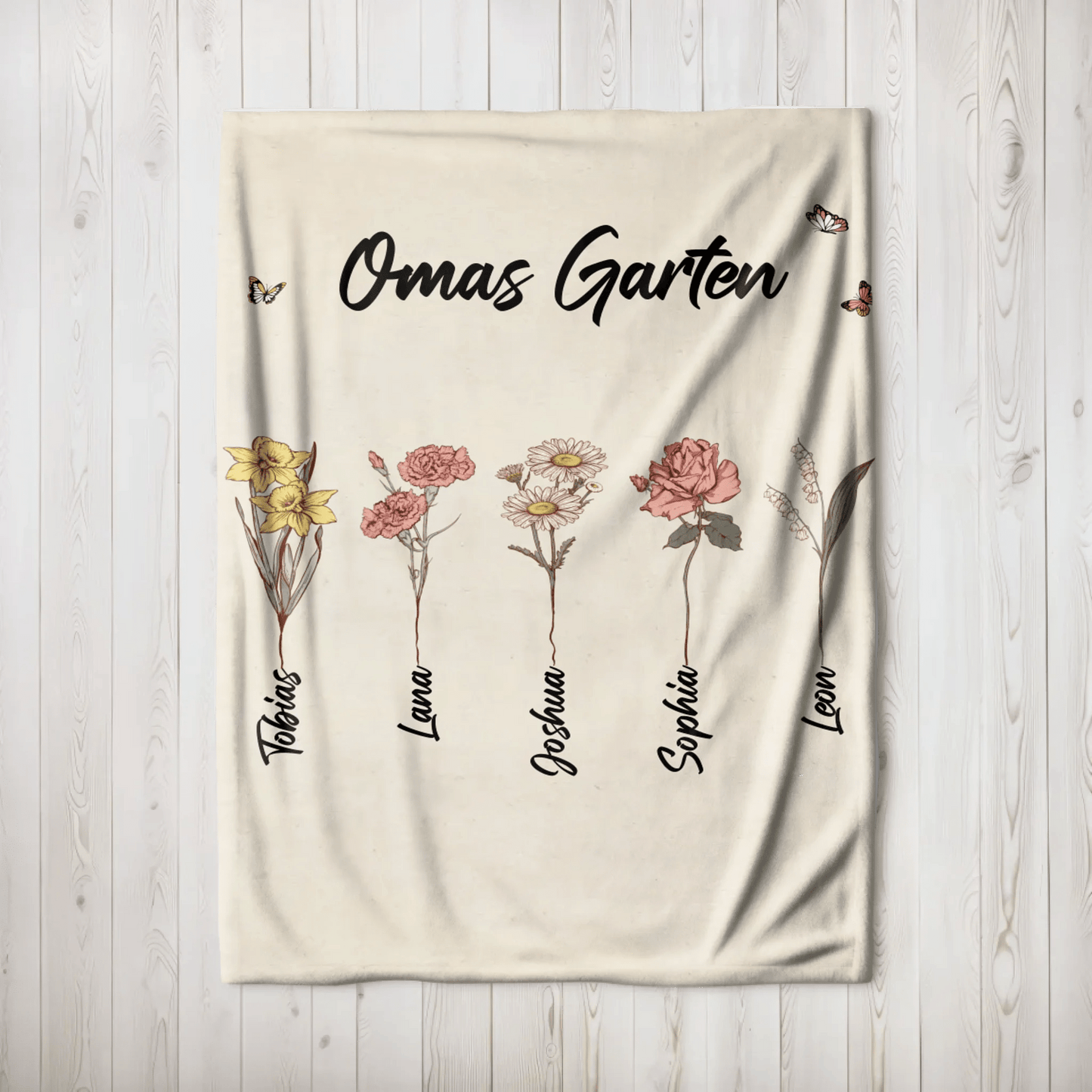 Personalisierte Decke - "Oma's Garten" - LeinwandGlück