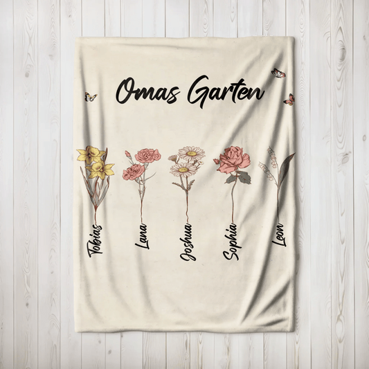 Personalisierte Decke - "Oma's Garten" - LeinwandGlück