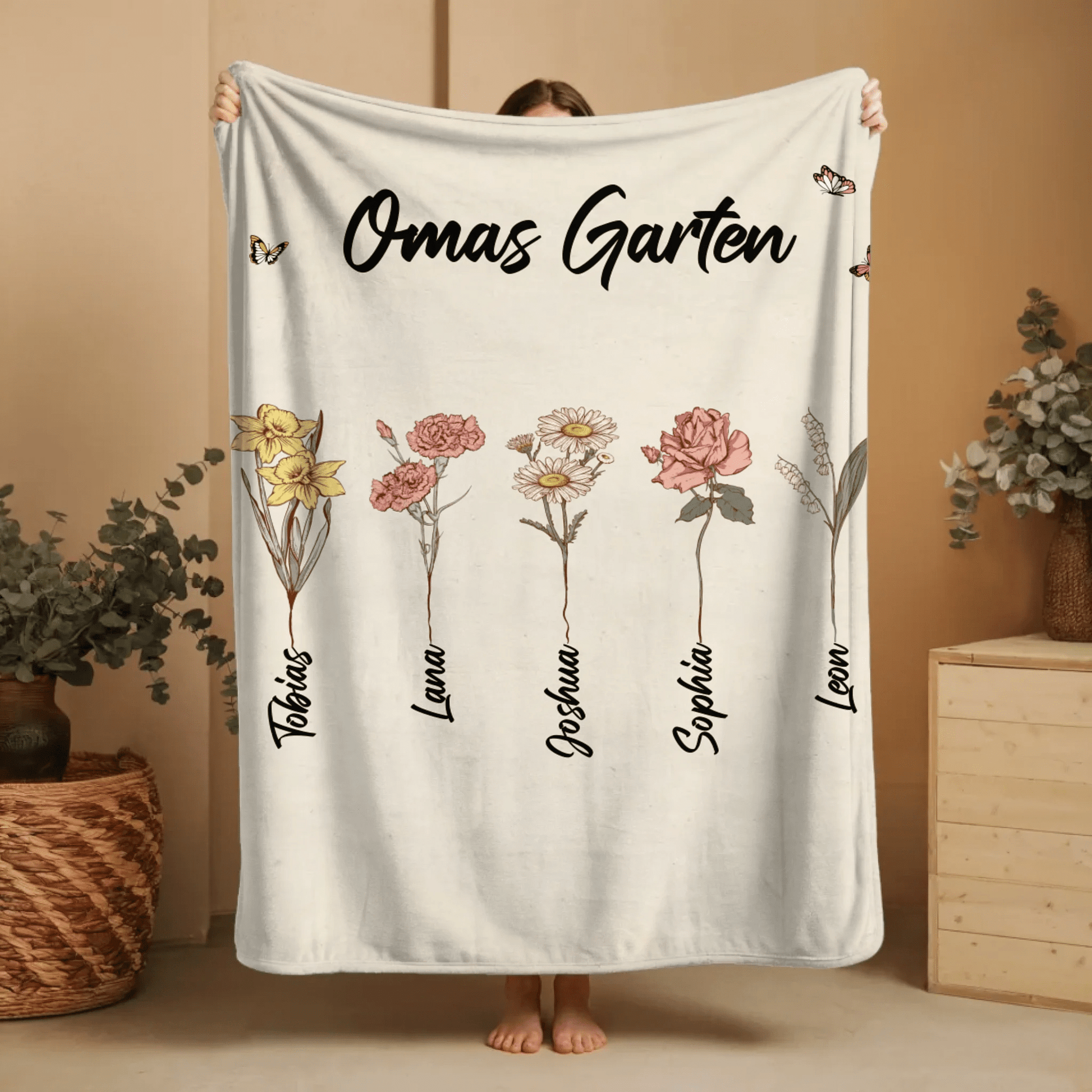 Personalisierte Decke - "Oma's Garten" - LeinwandGlück