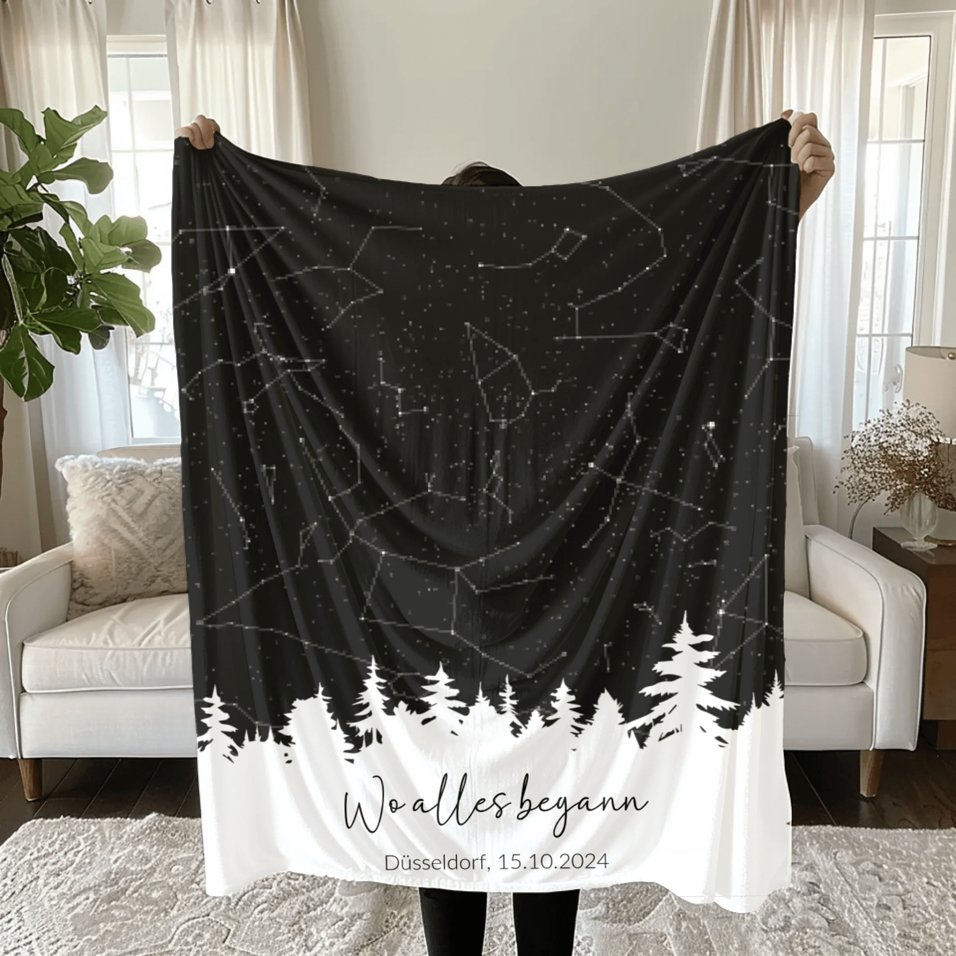 Personalisierte Decke - "Sternenkarte" - LeinwandGlück