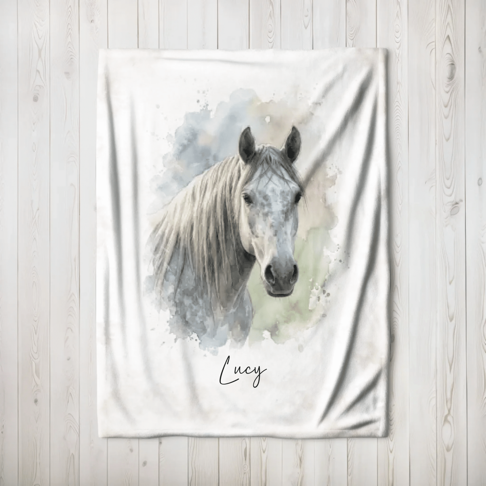 Personalisierte Decke von deinem Pferd | Individuelles Aquarell Tierportrait - LeinwandGlück